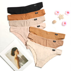 7pcs Ribbed Briefs Soft Stretchy Intimates Panties Women's Lingerie