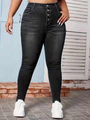 Skinny Jeans Button Fly High Rise High Stretch