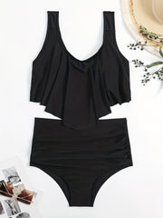 Peplum Tankini Set High Waist Swimsuit Women's Swimwear