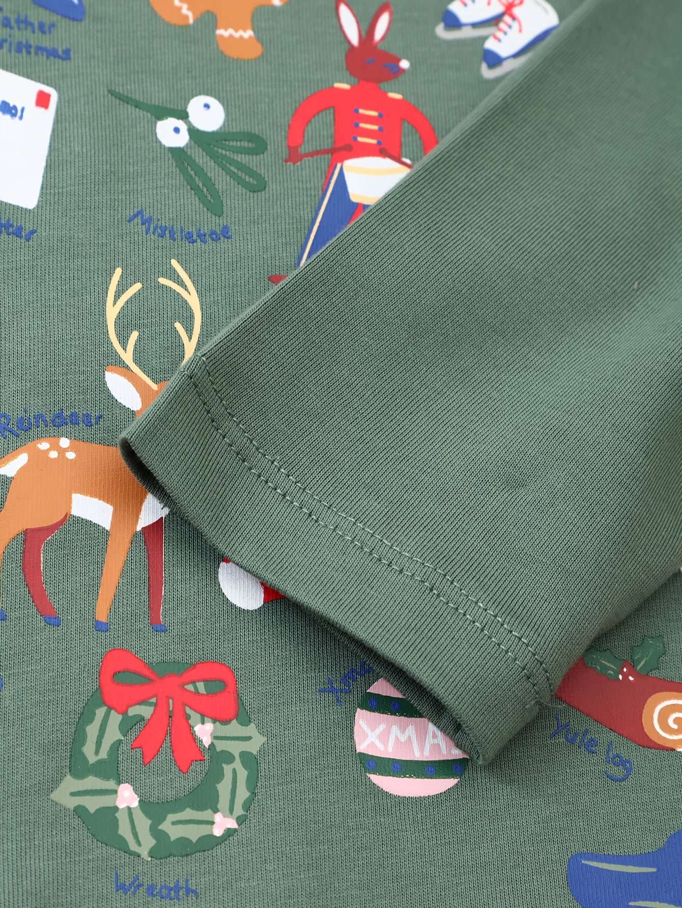 Christmas Print Boys T-shirt Long Sleeve Crew Neck Holiday Clothes
