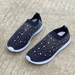 Women's Rhinestone Knit Slip On Shoes