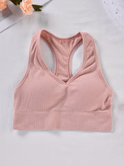 Ribbed Wireless Sports Bra Breathable Workout Tank Bra Women's Lingerie