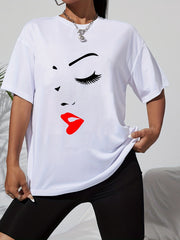 Women's Casual Loose Short Sleeve T-Shirt Crew Neck Solid Tee Summer Tops