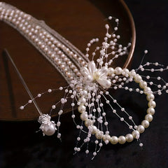 Faux Pearl Hair Tie Tassel Chinese Wedding Bride Accessories