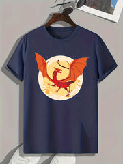 Pterosaur Print Men's Graphic T-shirt for Summer