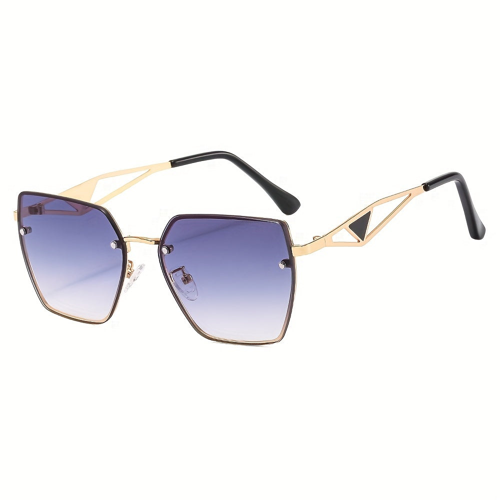 Metal Frame Gradient Sunglasses with Case & Cloth
