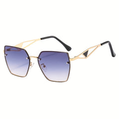 Metal Frame Gradient Sunglasses with Case & Cloth