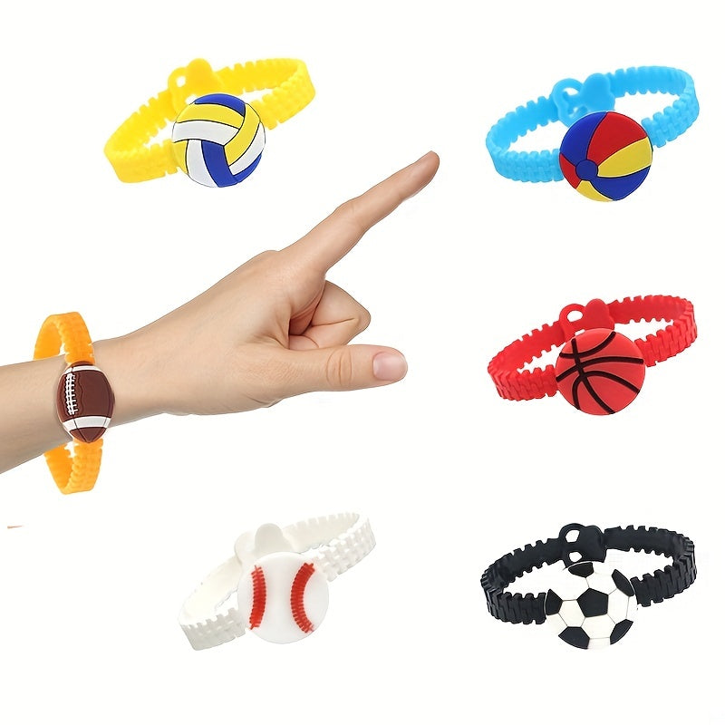 6pcs Funny Football Silicone Bracelet Rubber Wristband Gift