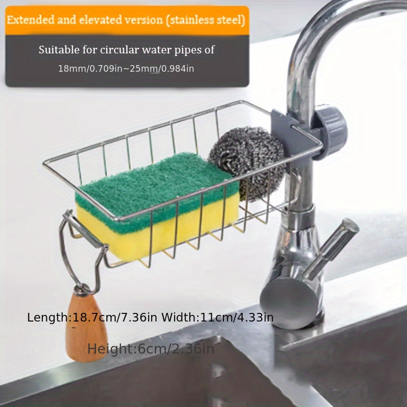 Stainless Steel Over Faucet Storage Rack - Adjustable Height