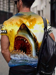 Colorful Fish Pattern Print Men's Graphic Crew Neck Active T shirt