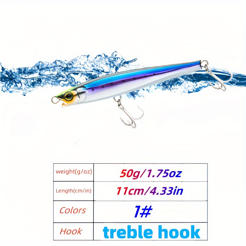 50g Submerged Pencil Lure Sea Fishing Bait Vibration Sinking Minnow