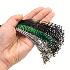 20pcs Anti Bite Steel Fishing Line Wire Leader Swivel Lead Core Leash