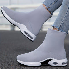 Breathable Knit Sneakers Lightweight Mid Top Slip On Shoes