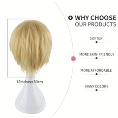 Men's 12 Inch Golden Anime Dress Up Wig Cosplay Wig