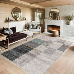 Modern Boho Area Rug Geometric Pattern Non Slip Washable Large Carpet