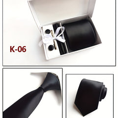 6 pc Men's Solid Stripe Tie Set Business Dress Tie Gift Bag