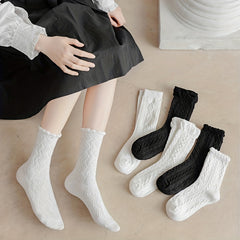 2 Pairs Girls Kids Versatile Socks Casual Crew Socks For Autumn Winter