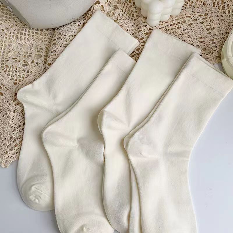 4 Pairs Women's Casual Mid Tube Socks