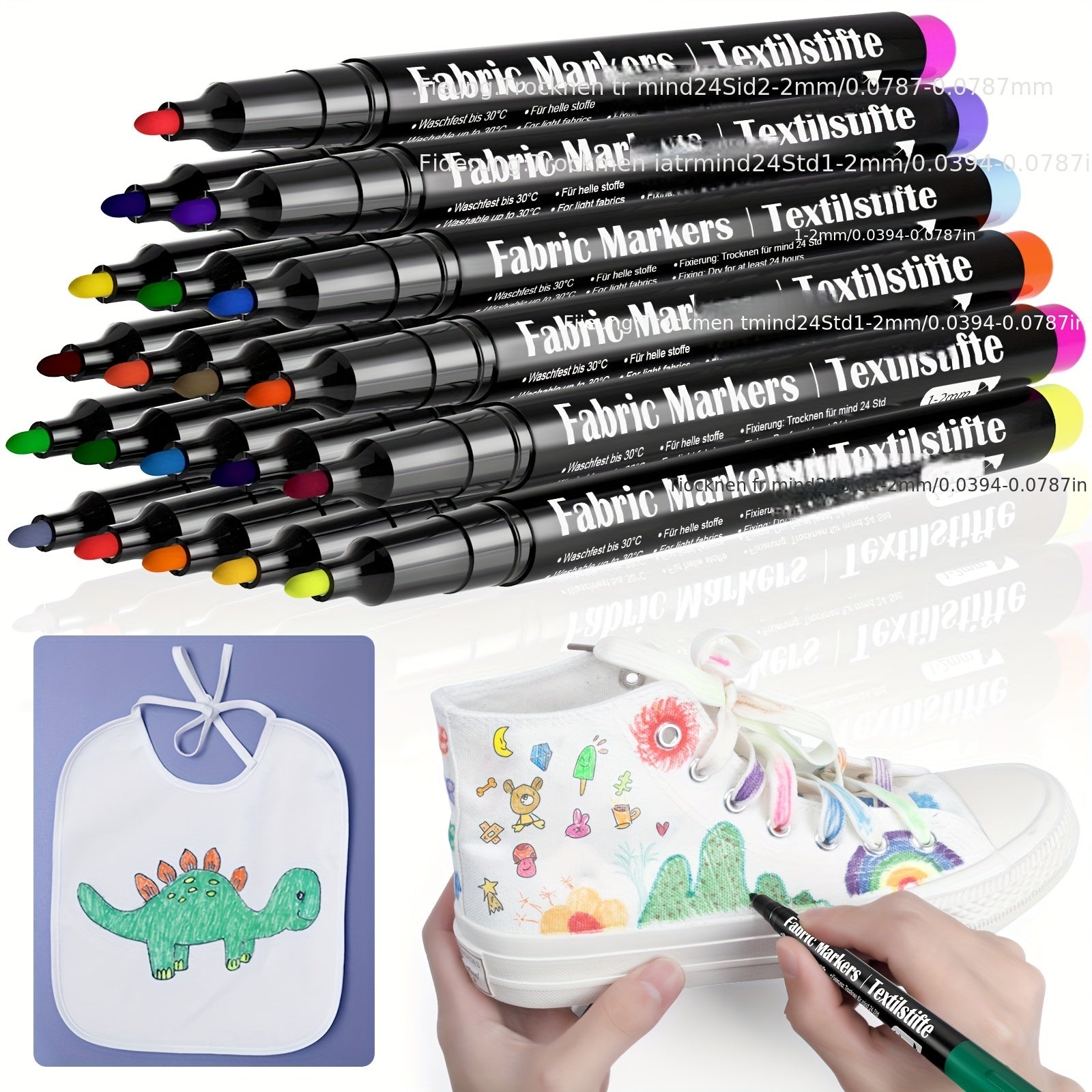 20pcs Fabric Markers Pens Set Non Toxic Permanent Paint Fine Point