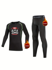 Kids Compression Letter Pattern Long Sleeve Set
