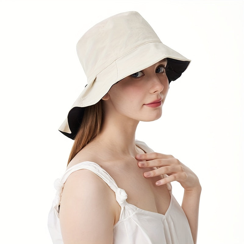 Pleated Wide Brim Bucket Hat UV Protection Sun Hat