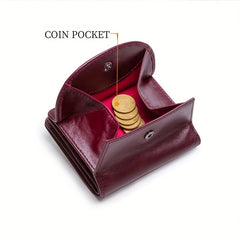 Women's Leather Coin Pocket Wallet Compact Organizer for Cards Phone Minimalist