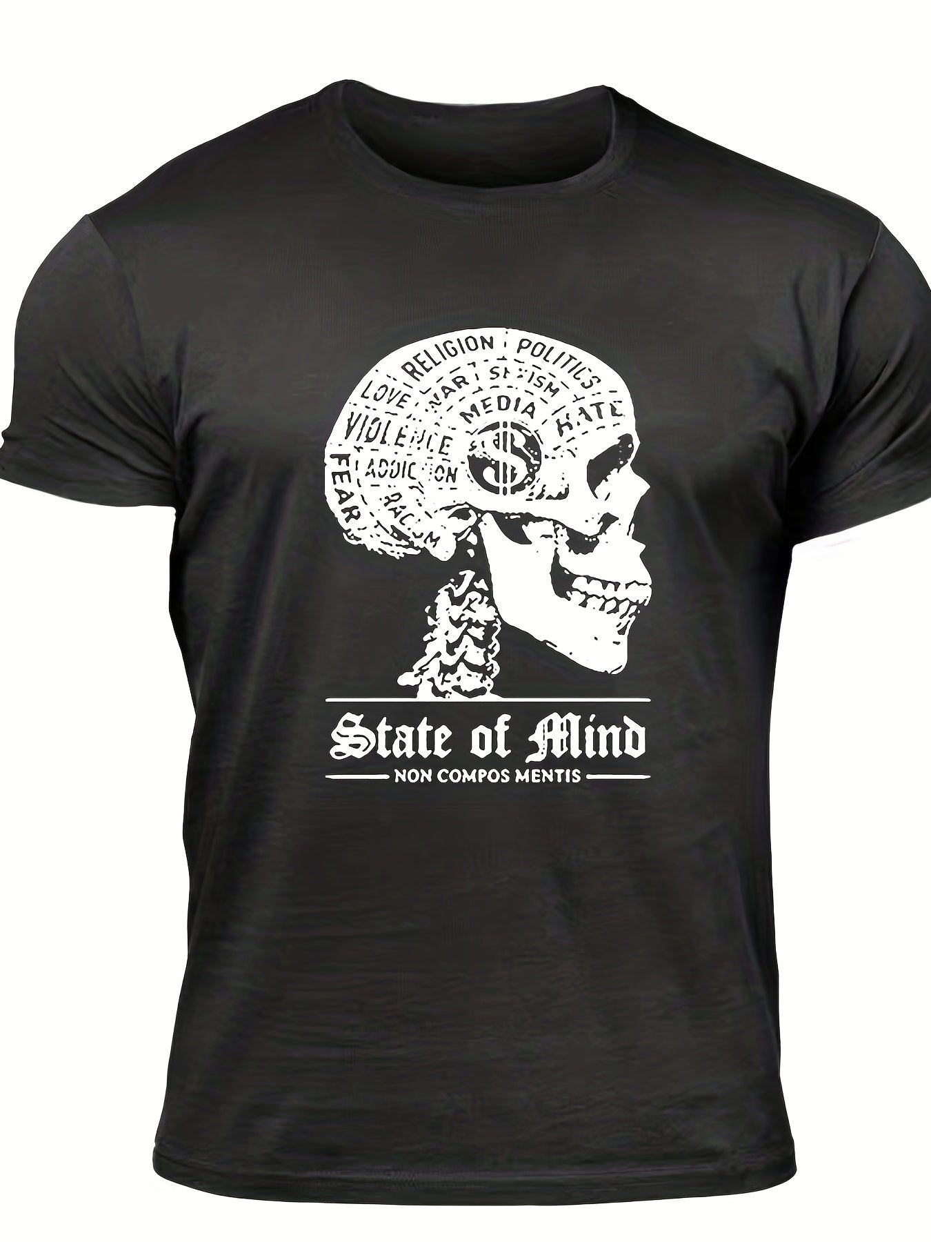 Men's State Of Mind Print T shirt Casual Comfy Tee for Summer