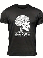 Men's State Of Mind Print T shirt Casual Comfy Tee for Summer