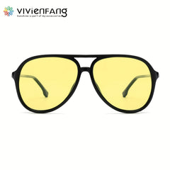 VIVIENFANG Retro Polaroid Pilot Sunglasses Night Vision Lenses VF220