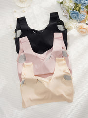 3pcs Wireless Mesh Stitching Bra Seamless Intimates Lingerie