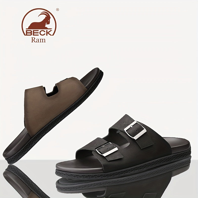 Men's Buckle Strap Slip On Slide Sandals Outdoor Slippers