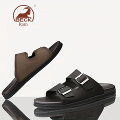 Men's Buckle Strap Slip On Slide Sandals Outdoor Slippers