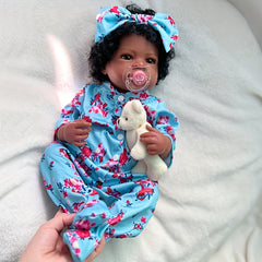 Realistic Newborn Baby Dolls Girl 20 Inch with Open Brown Eyes & Hair