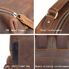 Vintage Retro Leather Backpack Casual Men's Women's Backpack
