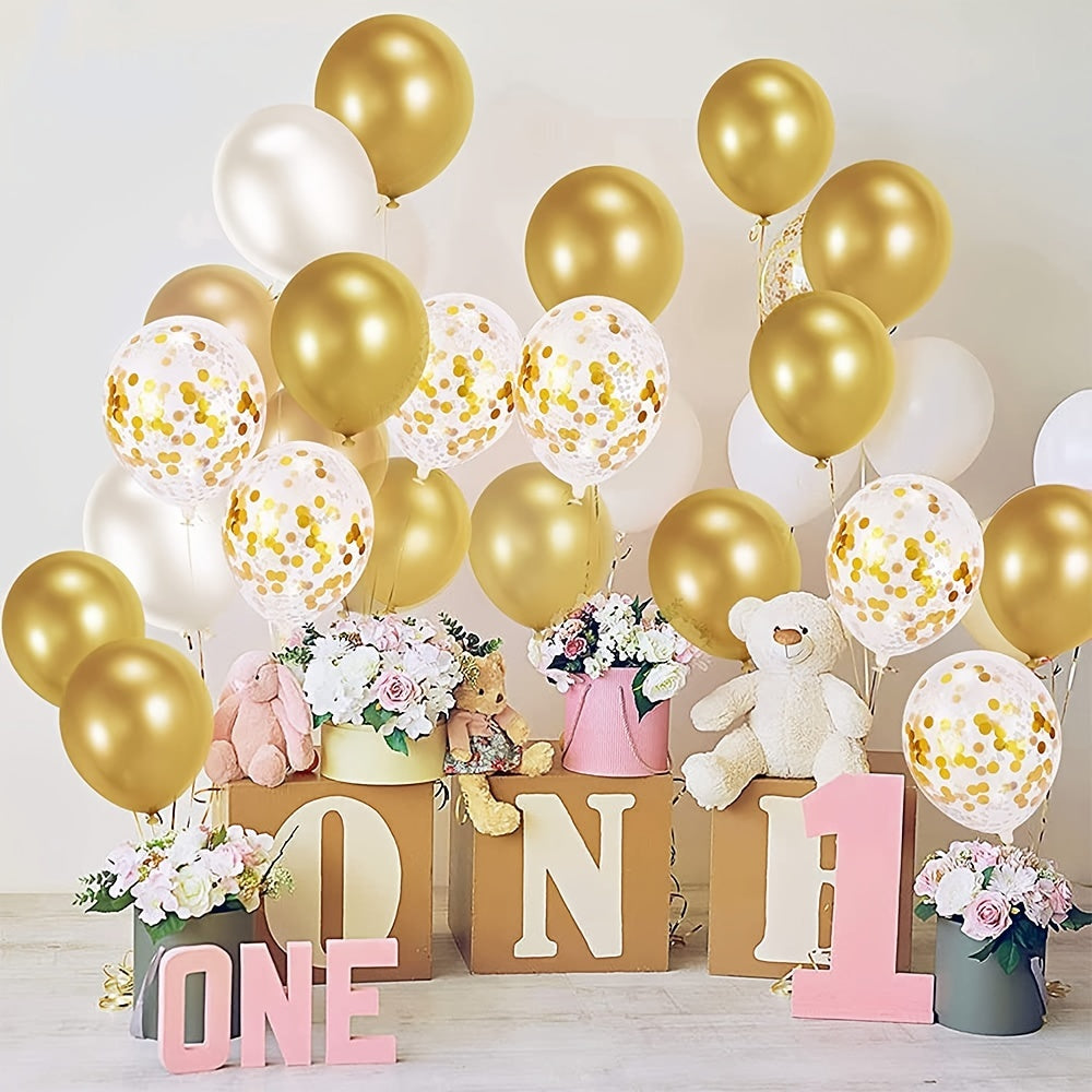 50pcs Golden Balloons Kit 12 Inches for Wedding Baby Shower Event Decoration