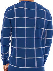 Knitted Plaid Sweater Men's Casual Warm Pullover