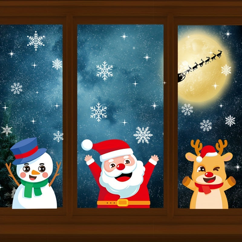 3pcs Christmas Snowflake Window Cling Stickers For Glass Xmas Decorations
