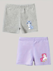2pcs Toddler Girls Unicorn Cat Graphic Cotton Shorts