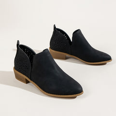 Women's V Cut Ankle Boots Block Heel Slip On Western Boots