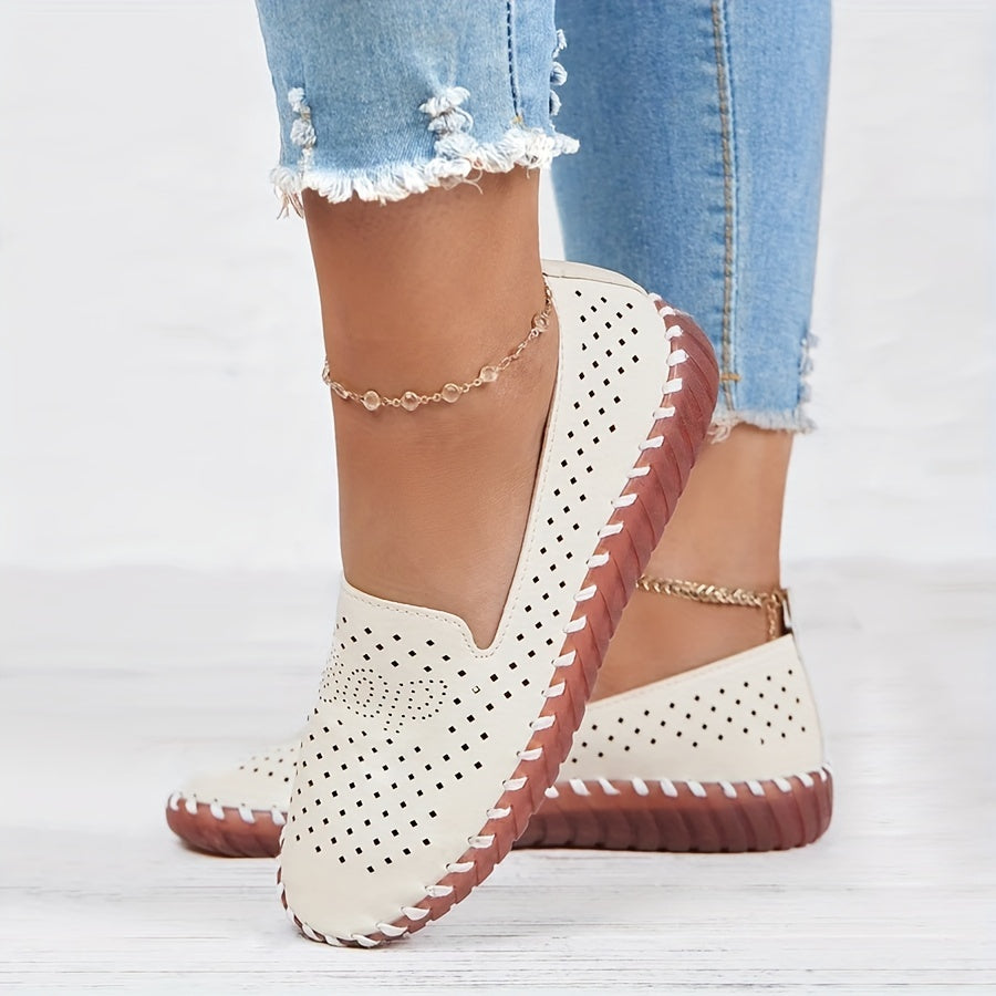 Women's Summer Hollow Out Flat Shoes Soft Sole Slip On Comfortable Loafers