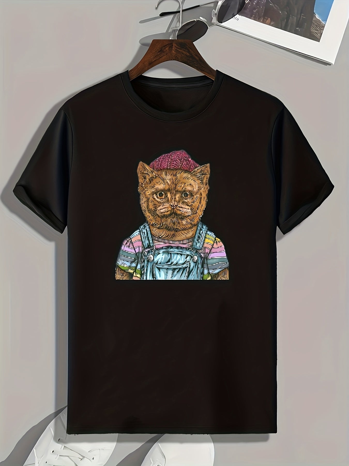 Bear Print Men's Graphic T-shirt Casual Comfy Tees for Summer