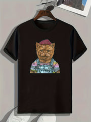 Bear Print Men's Graphic T-shirt Casual Comfy Tees for Summer