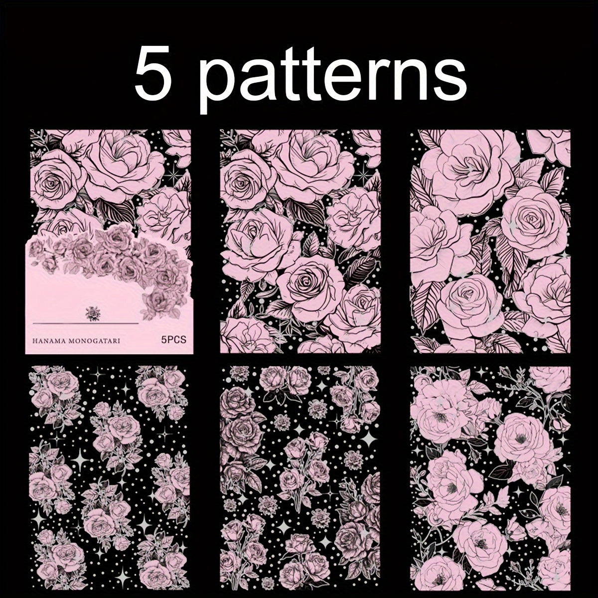 5pcs Flower Series Bronzing Silver Laser Sticker Set for DIY Decor