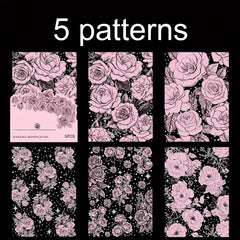 5pcs Flower Series Bronzing Silver Laser Sticker Set for DIY Decor