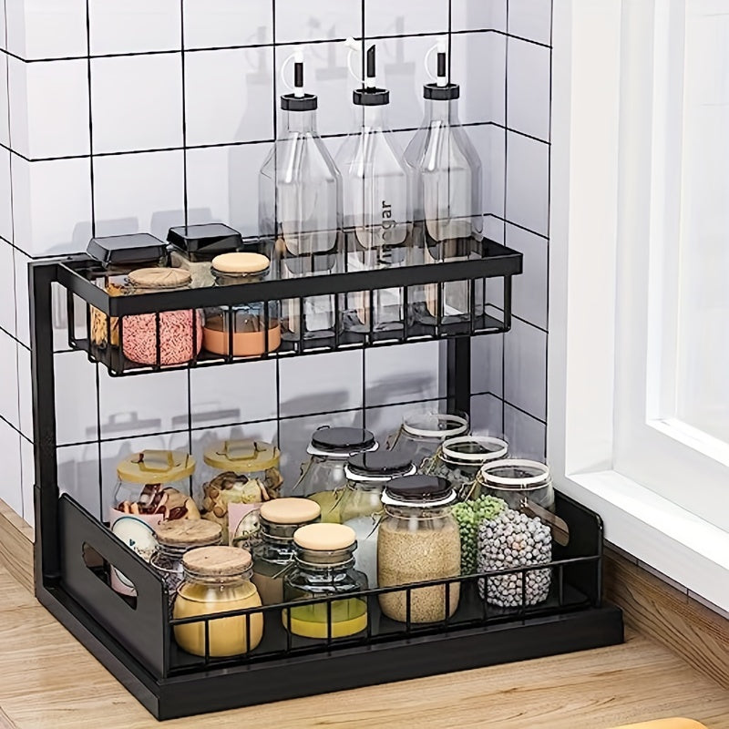 2 Tier Sliding Shelf Under Sink Organizer Pull Out Type Cabinet Organizer