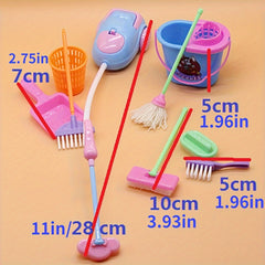 9pcs Cleaning Tools Set Dollhouse Furniture Toys for Pretend Play