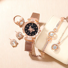 Butterfly Rhinestone Watch & Bracelet Set