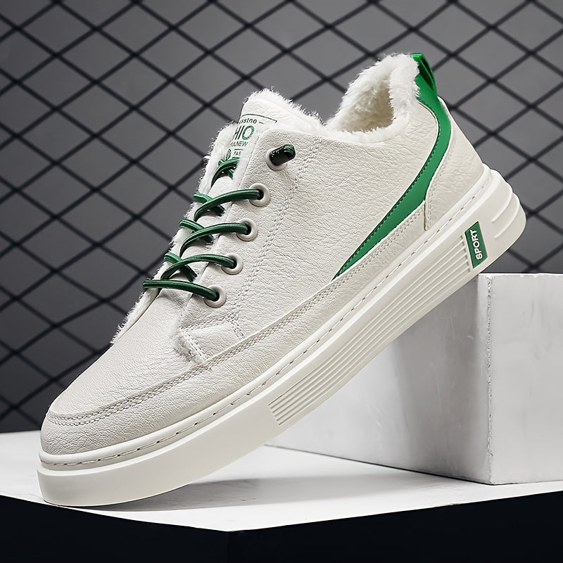 Men's Warm Fleece Skate Shoes Plush Casual Sneakers Winter