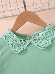 Toddler Girls Lace Collar Butterfly Sleeve Blouse Top