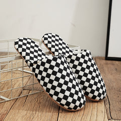 Men's Plaid Slip On Slippers, Casual Lightweight